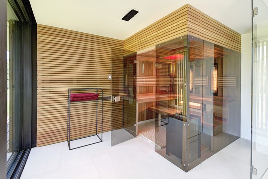 prosklena sauna vizualizace Saunasystem